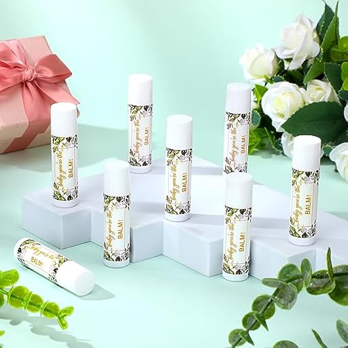 Siifert 50 PACK GREENERY BABY SHOWER LIP BALM FAVORS BULK BABY SHOWER PARTY SUPPLIES FOR GUESTS BOY GIRL BULK GENDER REVEAL PRIZES SOUVENIRS INSPIRATIONAL THANK YOU GIFTS LIPS BALM PARTY SUPPLIES - Image 3